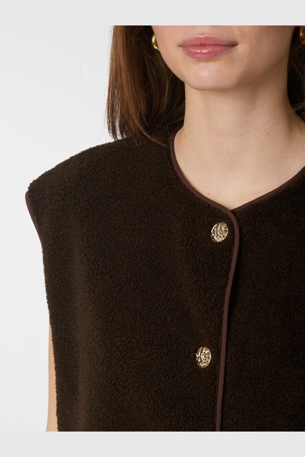 Neo Noir - Mariko Teddy Vest 164594 - 676 - Dark Brown