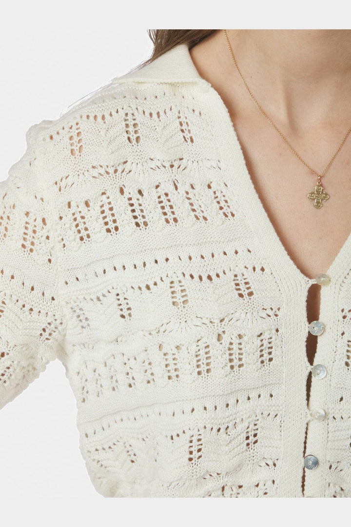 Neo Noir - Marisini Stitch Polo Knit Top 165940 - 121 - Off White