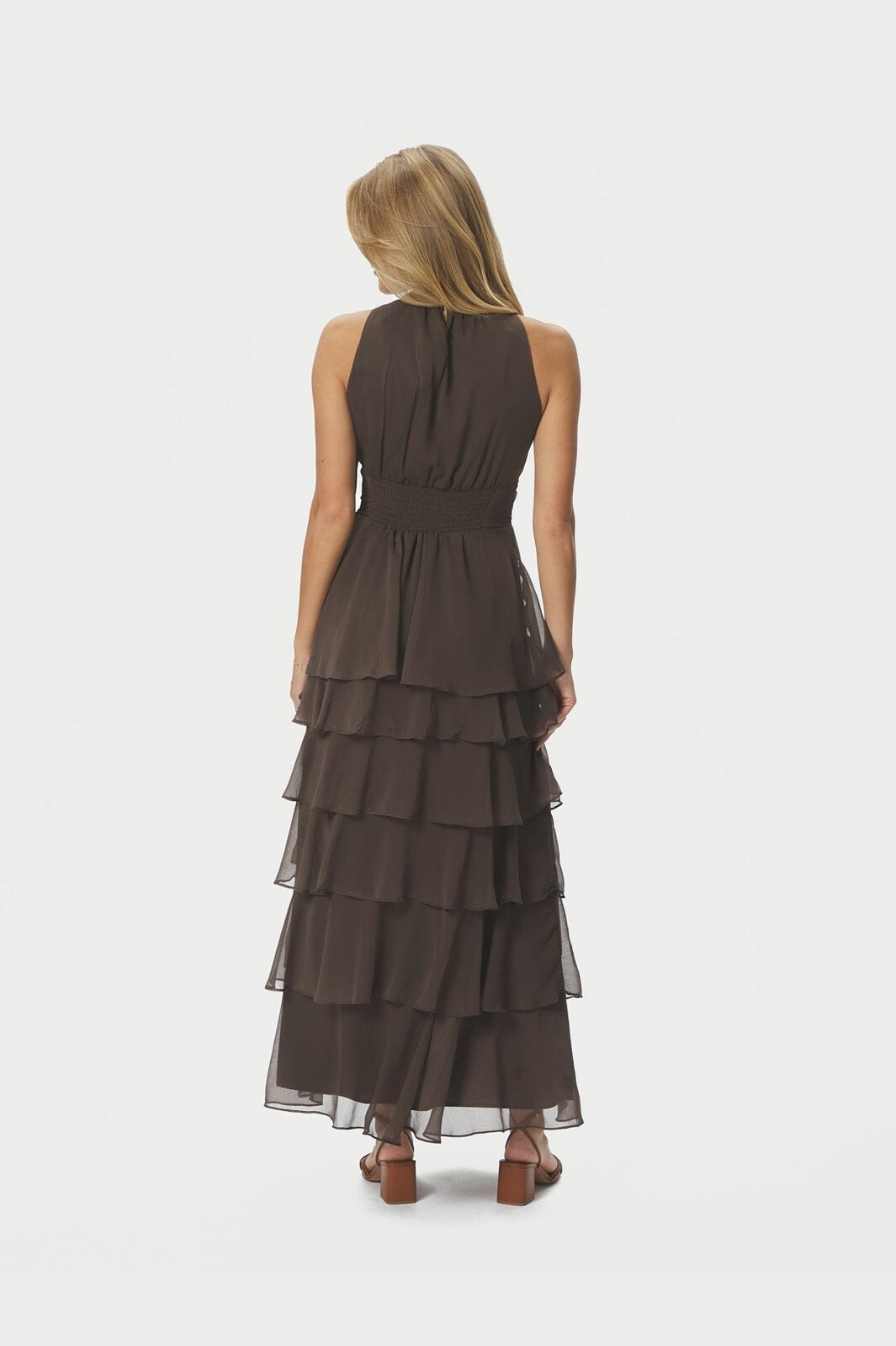 Neo Noir - Marli Solid Chiffon Dress 165640 - 306 - Dusty Brown