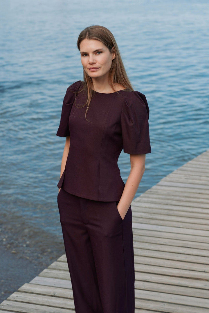 Neo Noir - Mellisana Structure Blouse 169872 - 345 - Chocolate Plum Bluser 