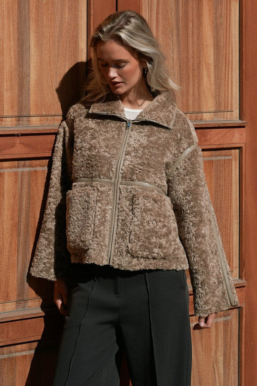 Neo Noir - Nida Faux Fur Jacket 168299 - 214 - Taupe Jakker 