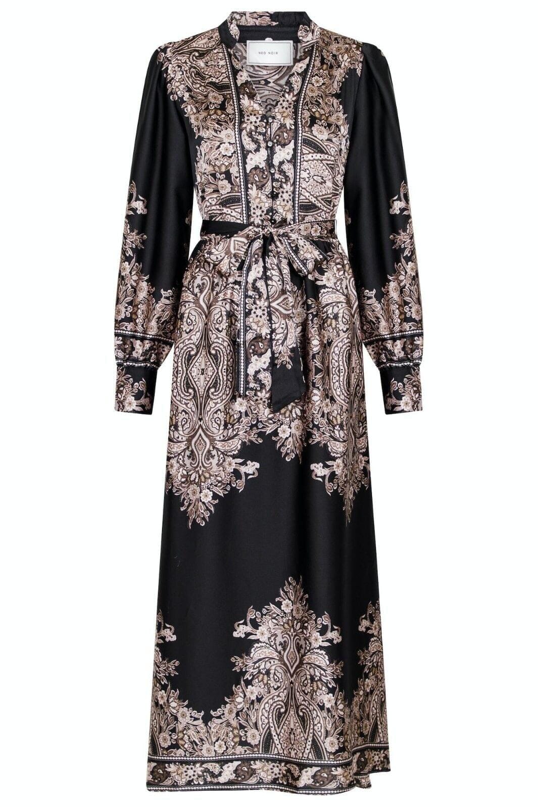Forudbestilling - Neo Noir - Nova Paisley Border Dress - Black Kjoler 