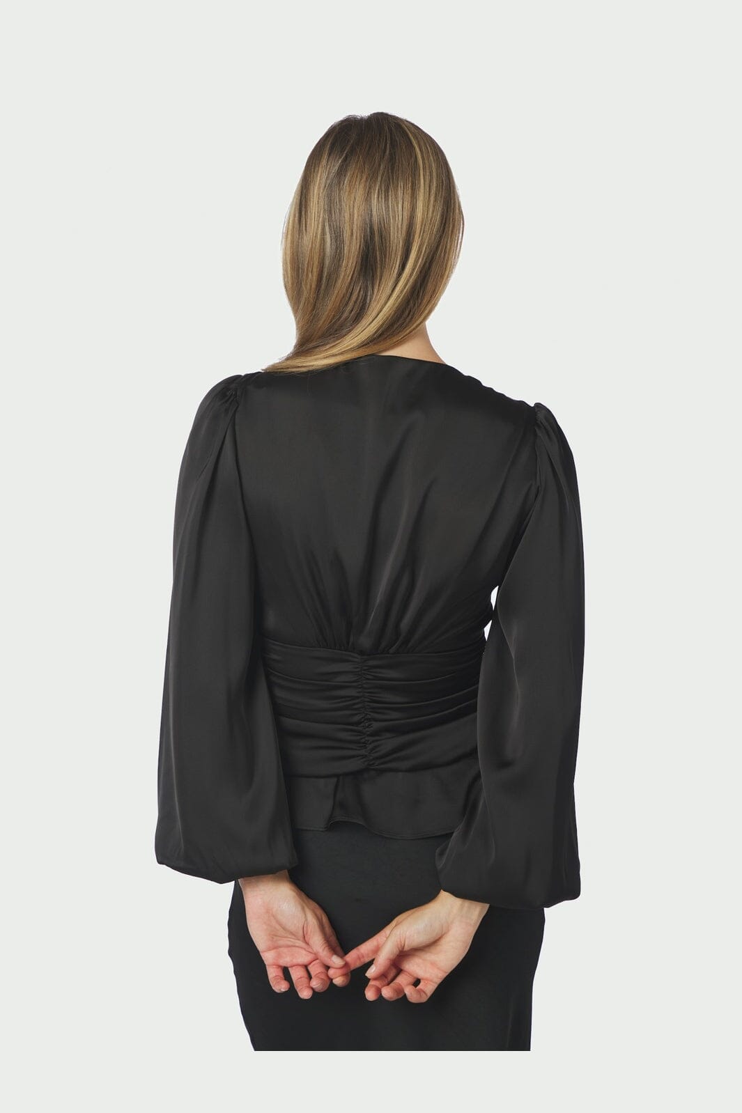 Neo Noir - Pascal Drapy Satin Blouse 171014 - 100 - Black