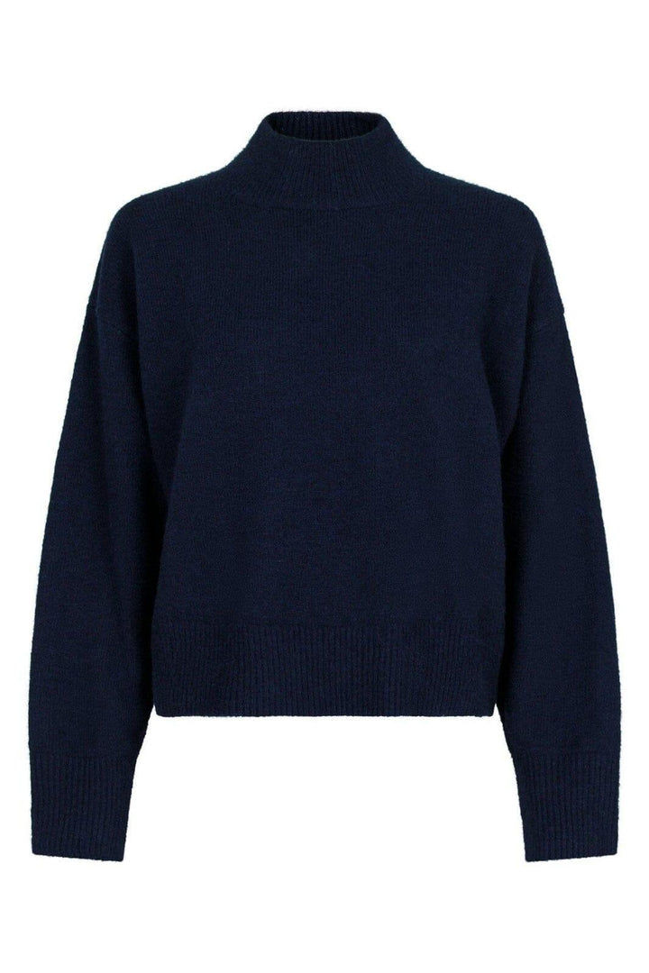 Forudbestilling - Neo Noir - Paulina Knit Blouse - Navy Strikbluser 