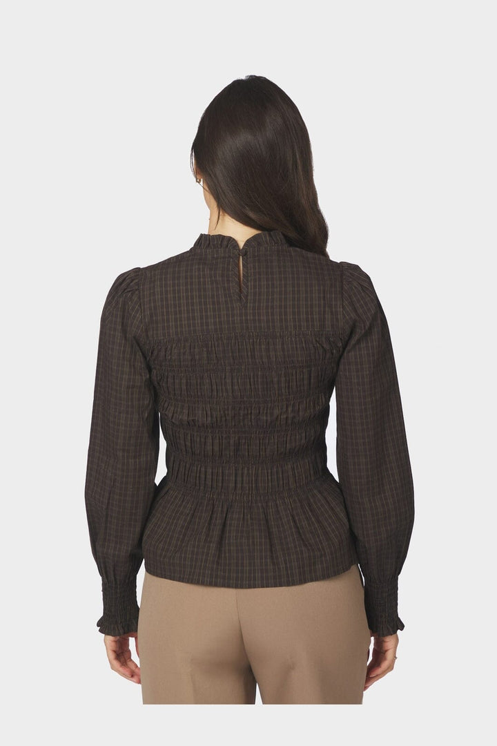 Neo Noir - Possa Big Check Blouse 170764 - 980 - Brown Check