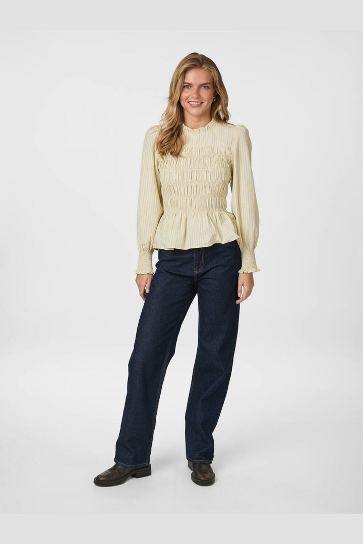 Neo Noir - Possa Crepe Stripe Blouse 166413 - 191 - Light Yellow