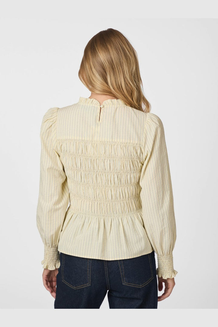 Neo Noir - Possa Crepe Stripe Blouse 166413 - 191 - Light Yellow
