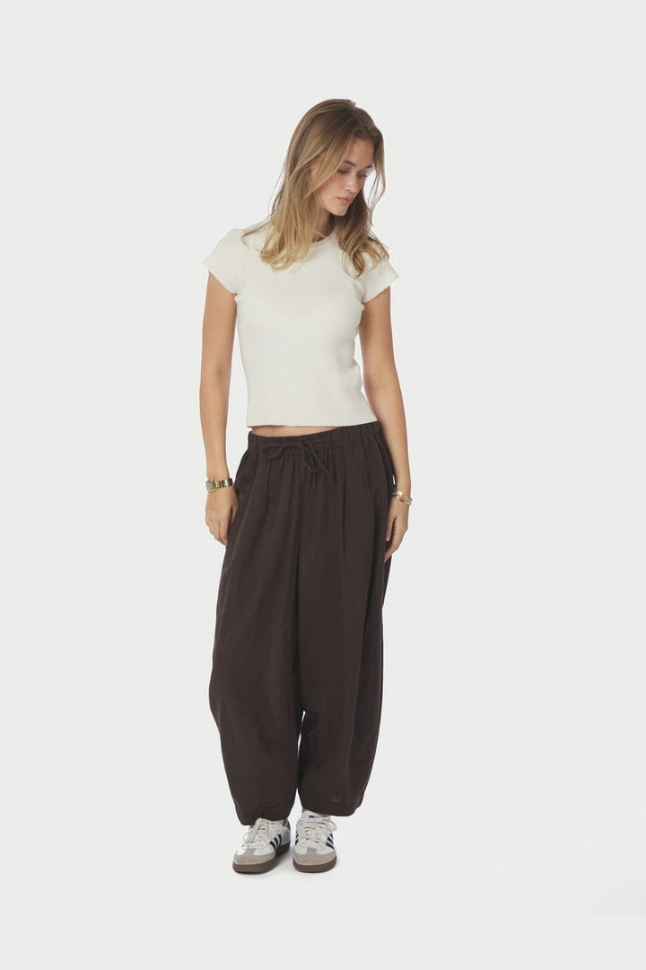 Neo Noir - Prina Linen Pants 167438 - 676 - Dark Brown