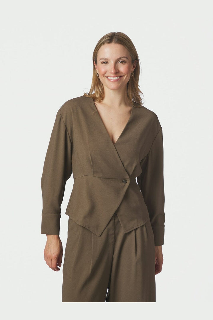 Neo Noir - Reline Crepe Blouse 166171 - 176 - Khaki