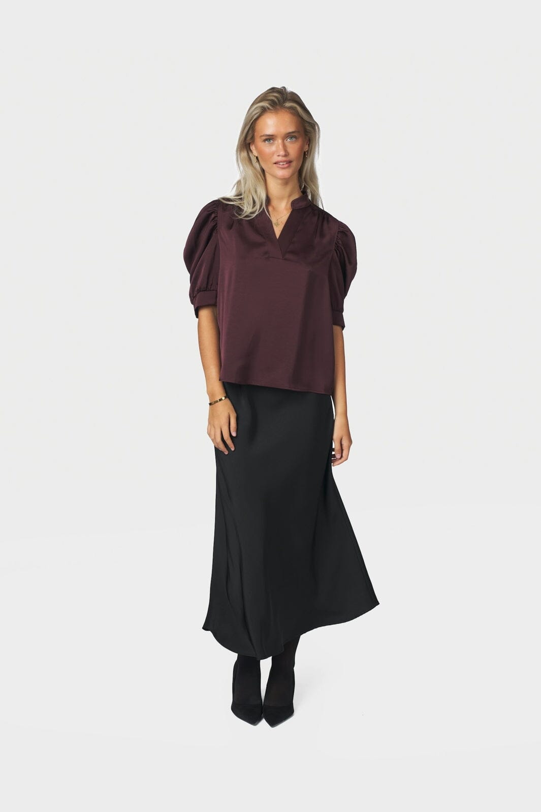 Neo Noir - Roella Heavy Sateen Blouse 162590 - 174 - Burgundy