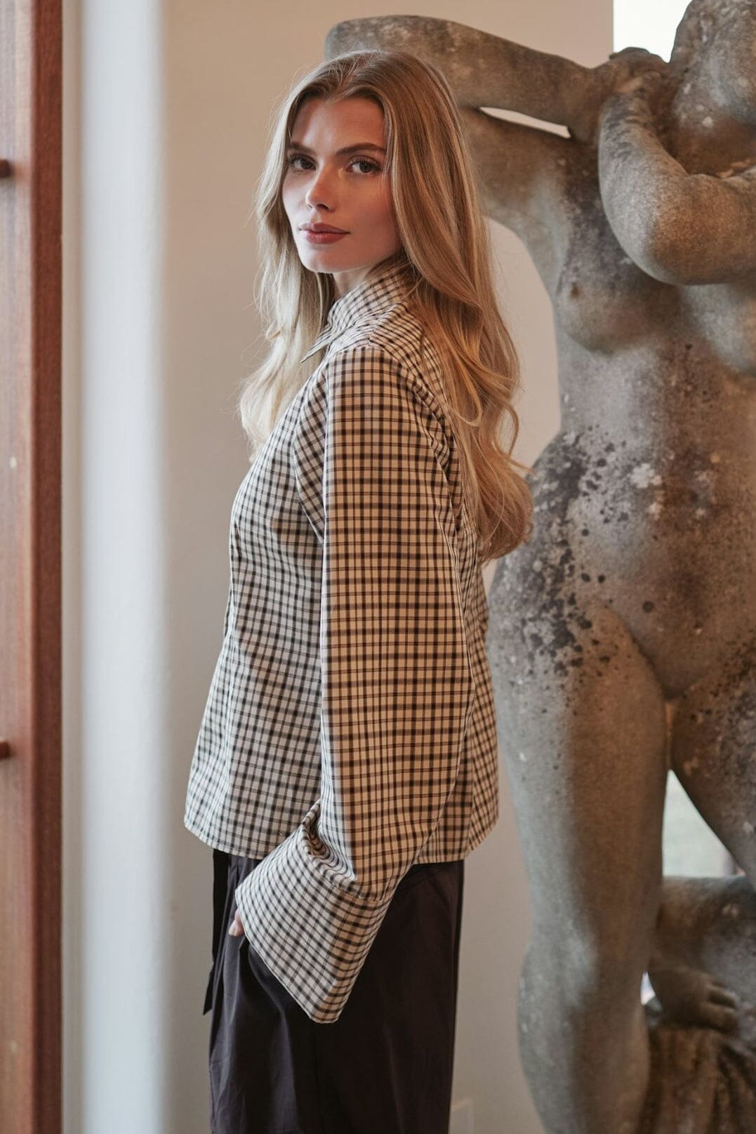 Neo Noir - Rosa Checked Shirt 167289 - 123 - Beige Skjorter 