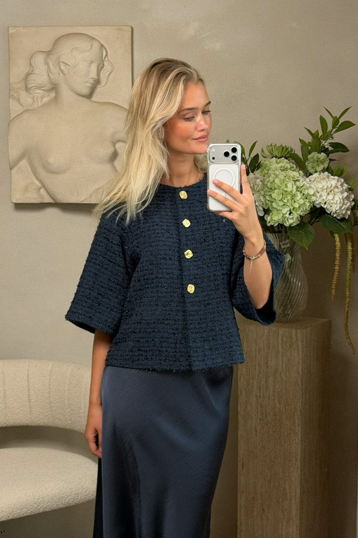 Neo Noir - Rosella Boucle Mini Jacket 166488 - 141 - Navy Jakker 