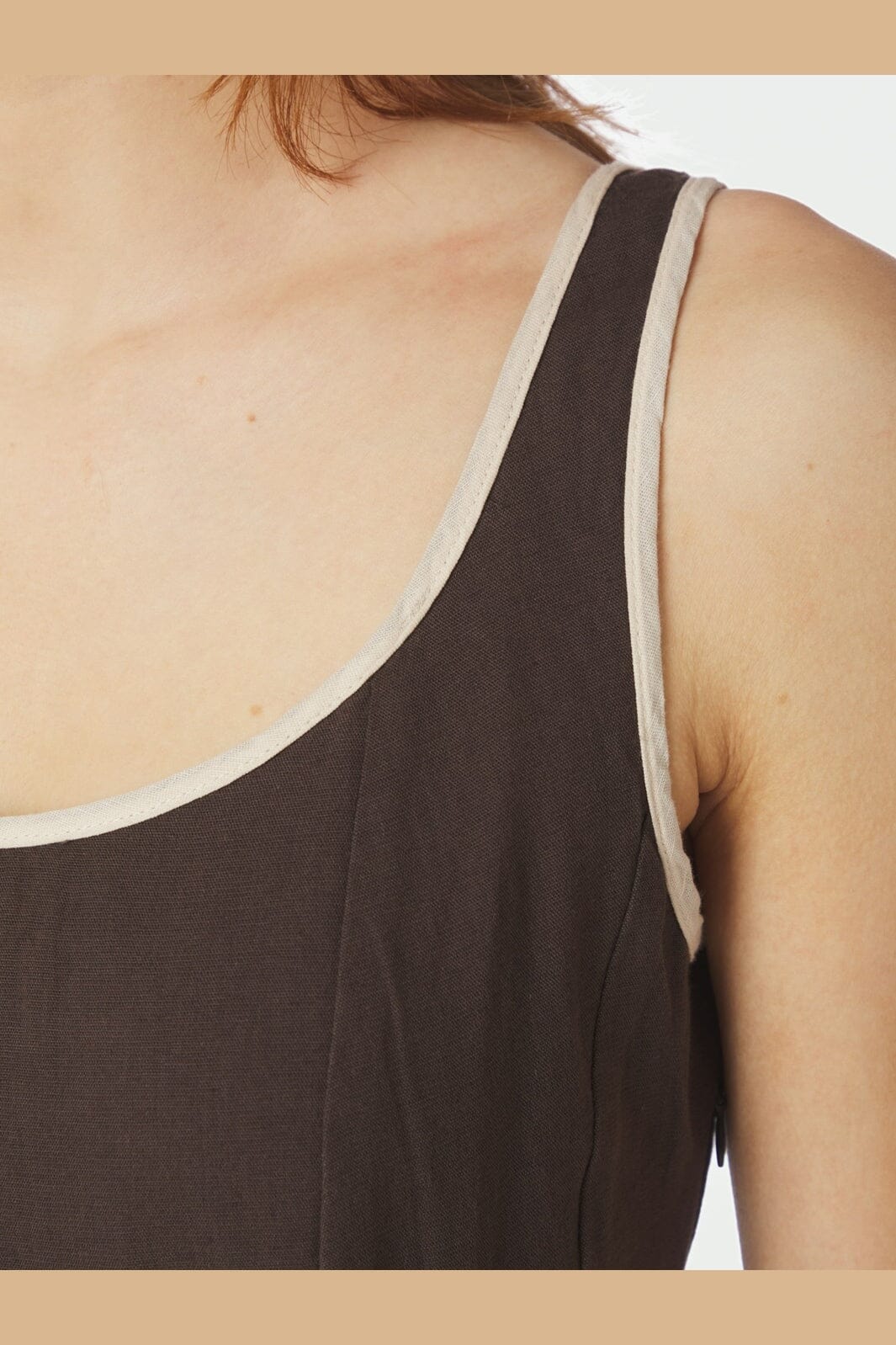 Neo Noir - Safinan Linen Contrast Dress 168961 - 676 - Dark Brown