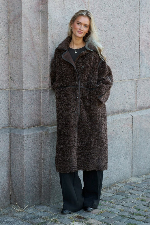 Neo Noir - Senta Faux Fur Coat 168325 - 676 - Dark Brown Jakker 
