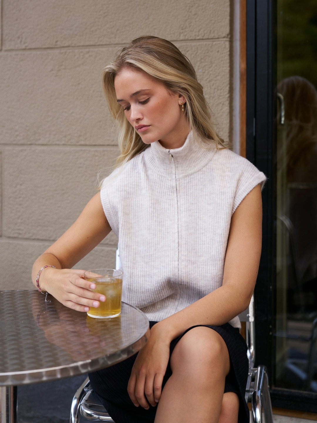 Neo Noir - Shanelle Knit Vest 168221 - 124 - Ivory Strikbluser 