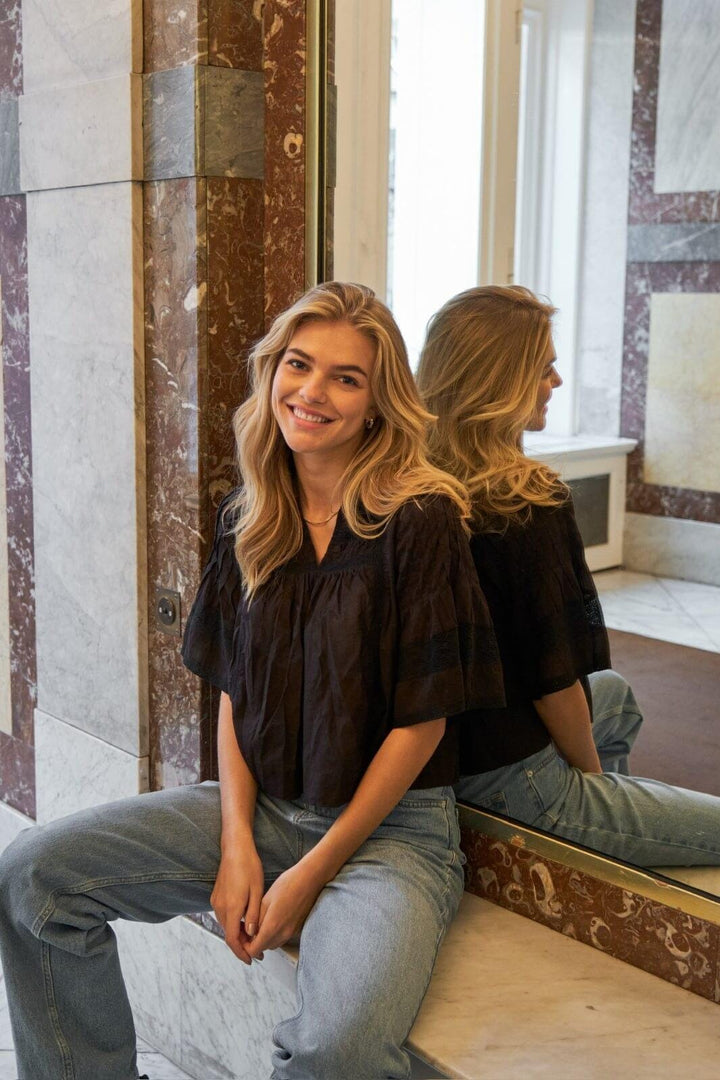 Forudbestilling - Neo Noir - Siama S Voile Blouse 164703 - 100 - Black Bluser 