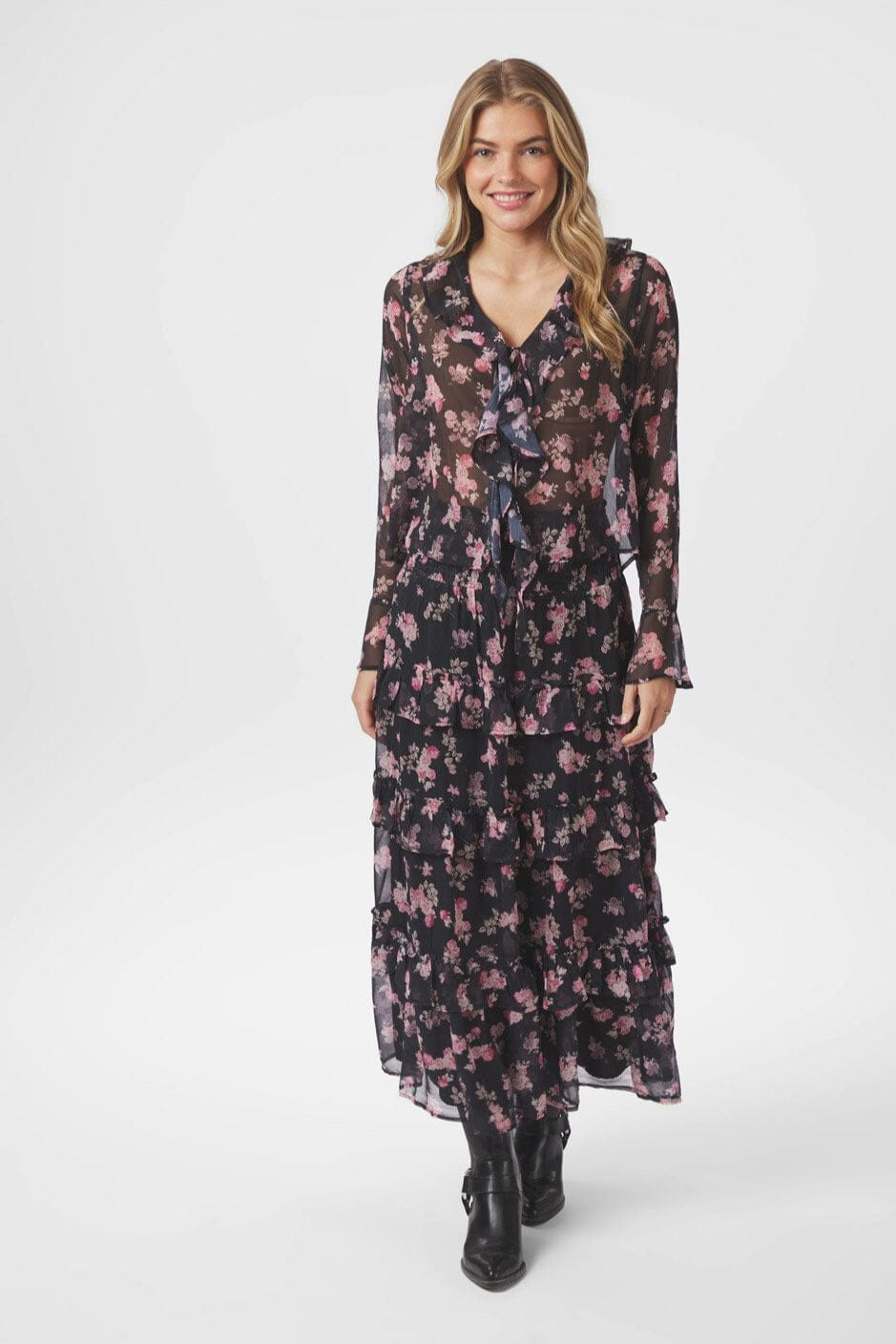 Neo Noir - Toddy Marigold Print Skirt 165526 - 702 - Dark Navy