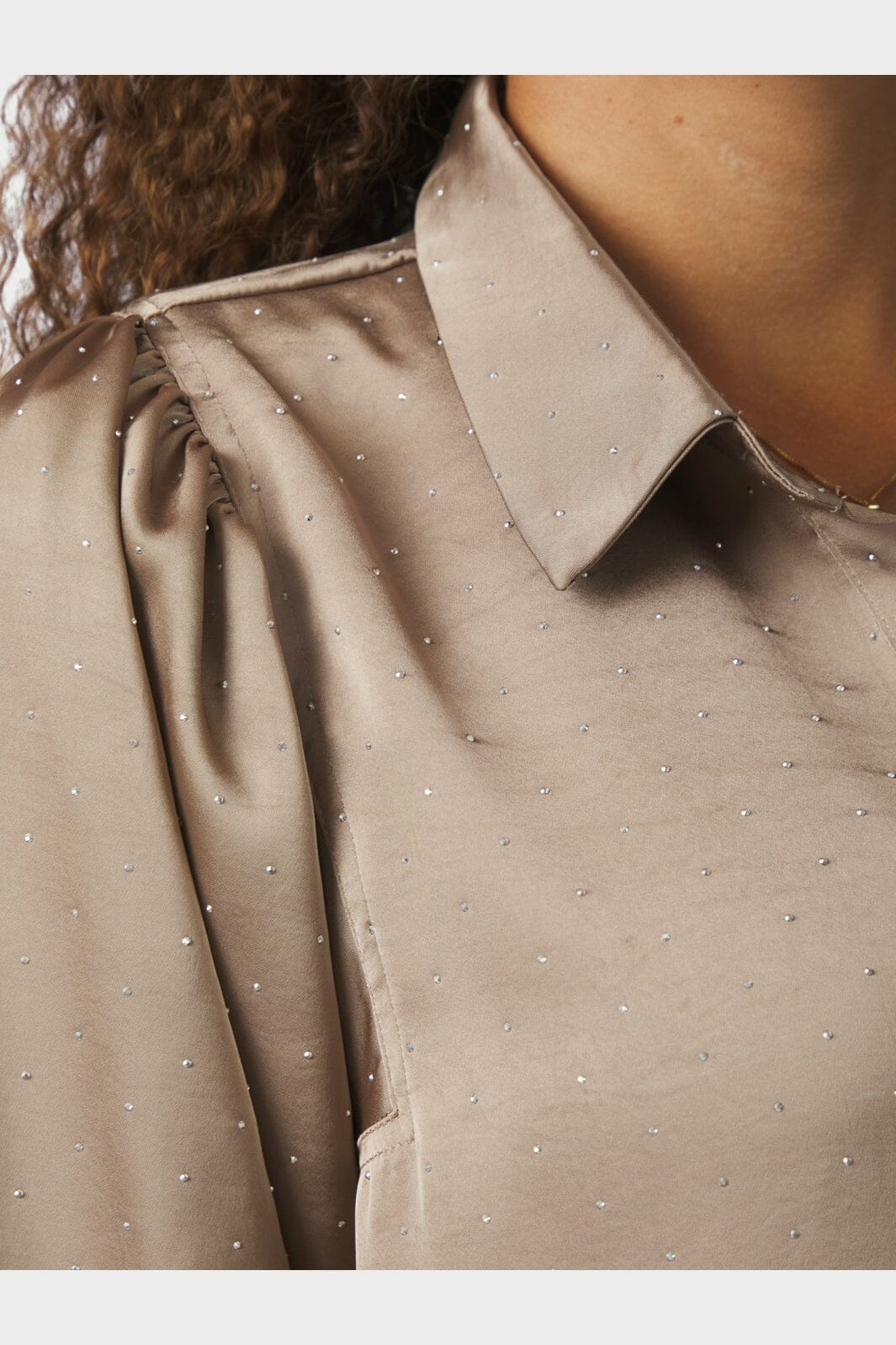 Neo Noir - Vacca Heavy Sateen Bedazz Shirt 167497 - 811 - Dark Taupe