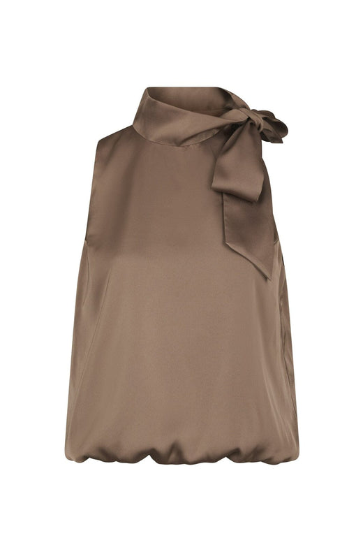 Neo Noir - Veda Drapy Satin Top 166605 - 811 - Dark Taupe