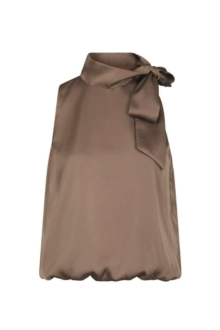 Neo Noir - Veda Drapy Satin Top 166605 - 811 - Dark Taupe
