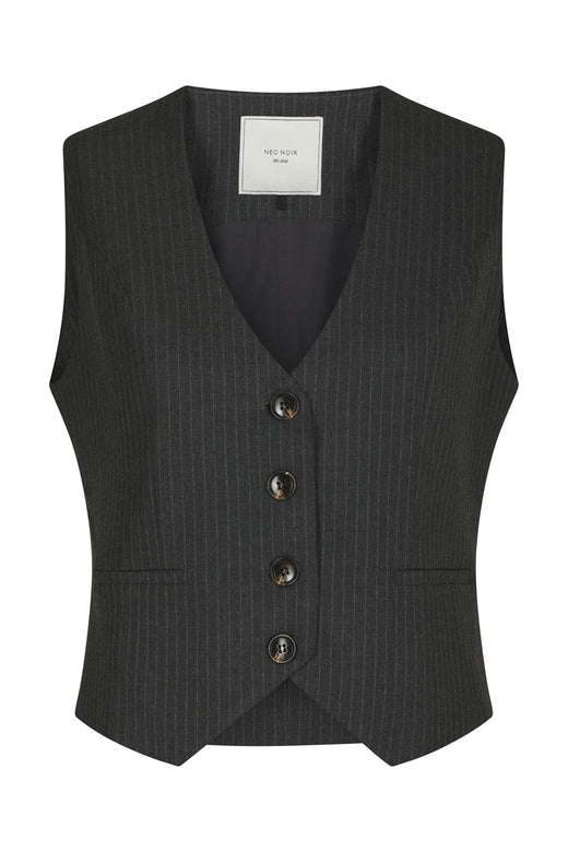 Neo Noir - Vendetta Slim Pinstripe Vest 170801 - 107 - Dark Grey Melange