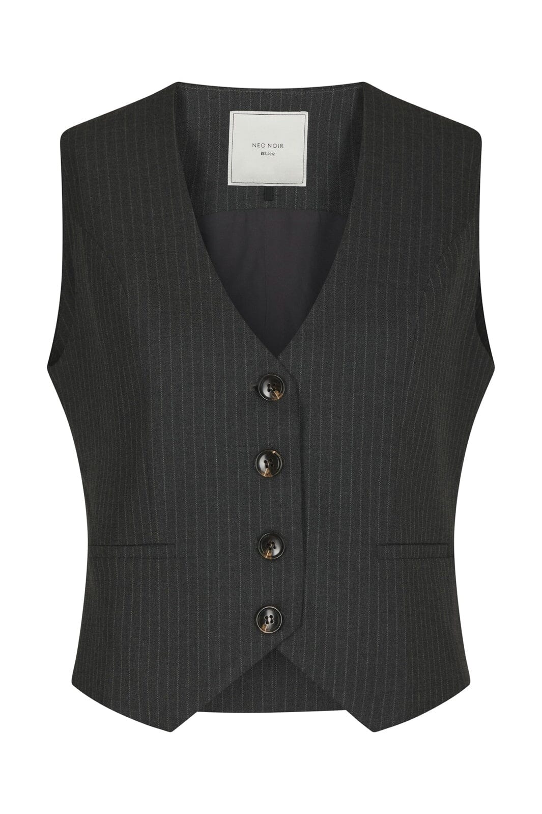 Neo Noir - Vendetta Slim Pinstripe Vest 170801 - 107 - Dark Grey Melange