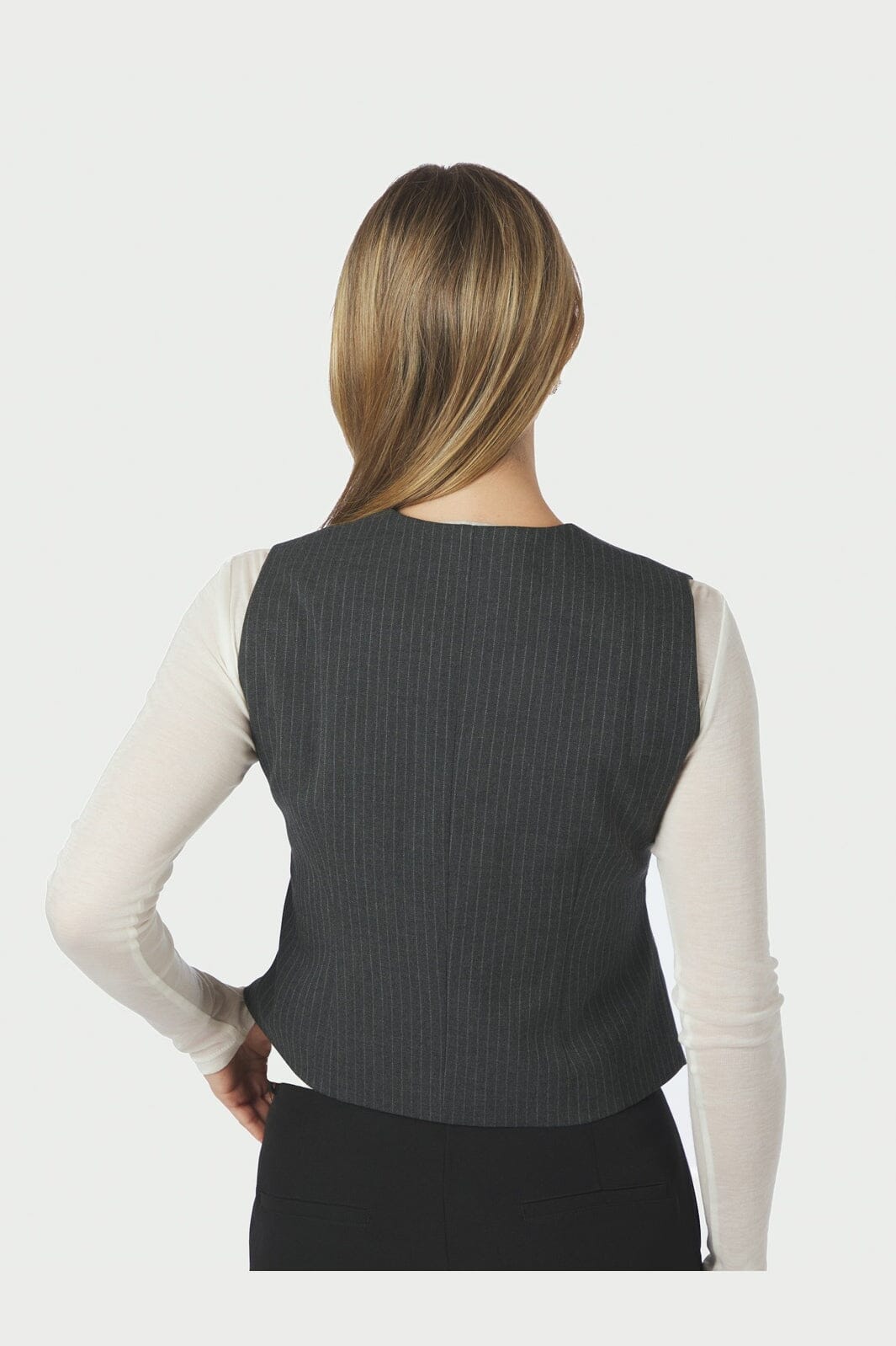Neo Noir - Vendetta Slim Pinstripe Vest 170801 - 107 - Dark Grey Melange