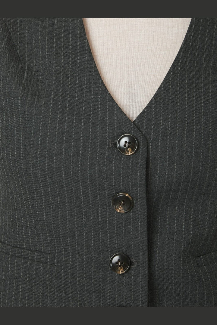 Neo Noir - Vendetta Slim Pinstripe Vest 170801 - 107 - Dark Grey Melange