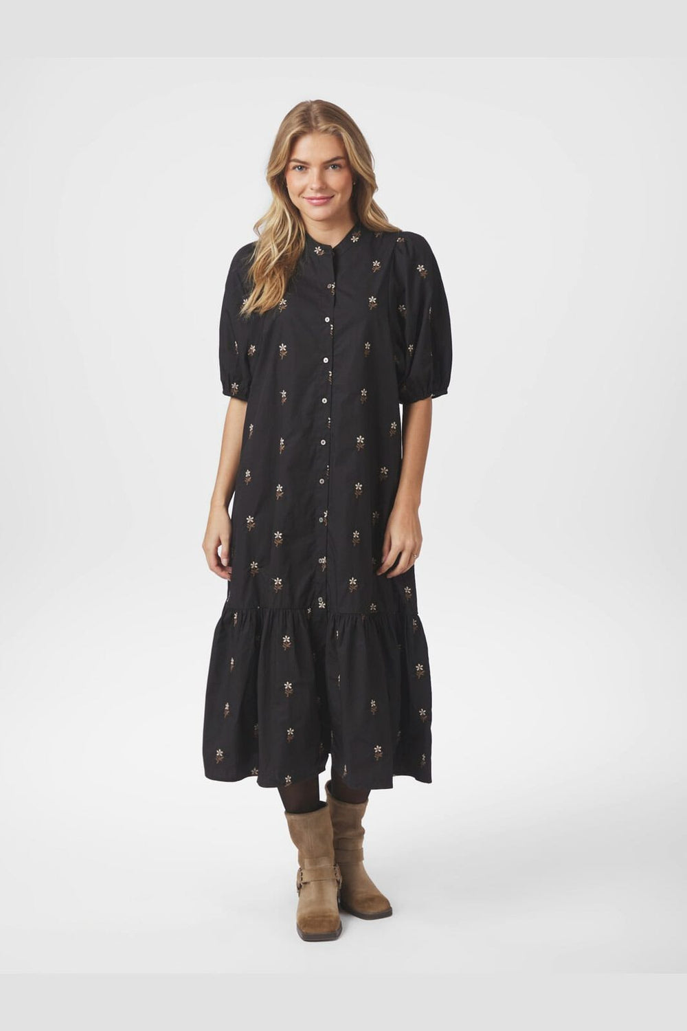 Neo Noir - Veronica Flower Emb Dress 166846 - 100 - Black