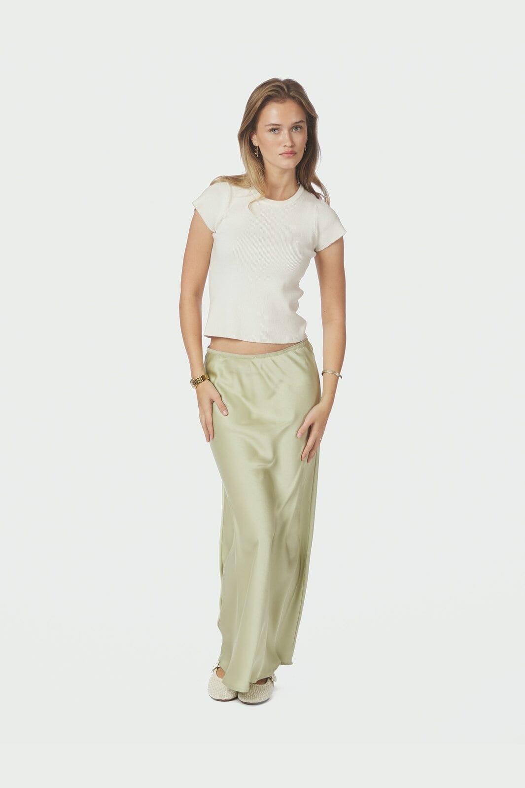 Neo Noir - Vicky Heavy Sateen Skirt 159588 - 431 - Mint Green