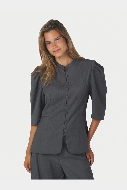 Neo Noir - Vittia Dobby Suit Blouse 170756 - 133 - Grey Melange