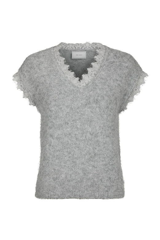 Neo Noir - Vivane Lace Knit Vest 170787 - 133 - Grey Melange