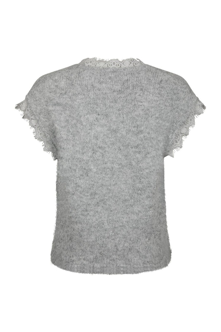 Neo Noir - Vivane Lace Knit Vest 170787 - 133 - Grey Melange
