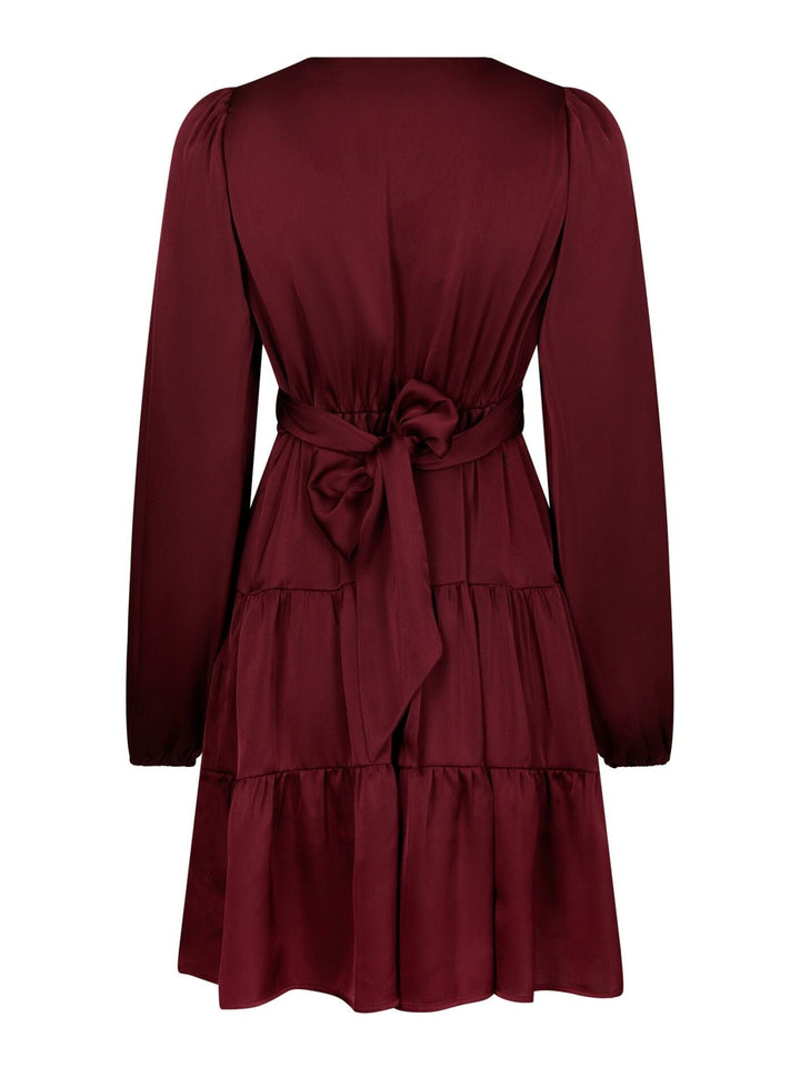 Neo Noir - Vivina Drapy Satin Dress 171618 - 174 - Burgundy Kjoler 