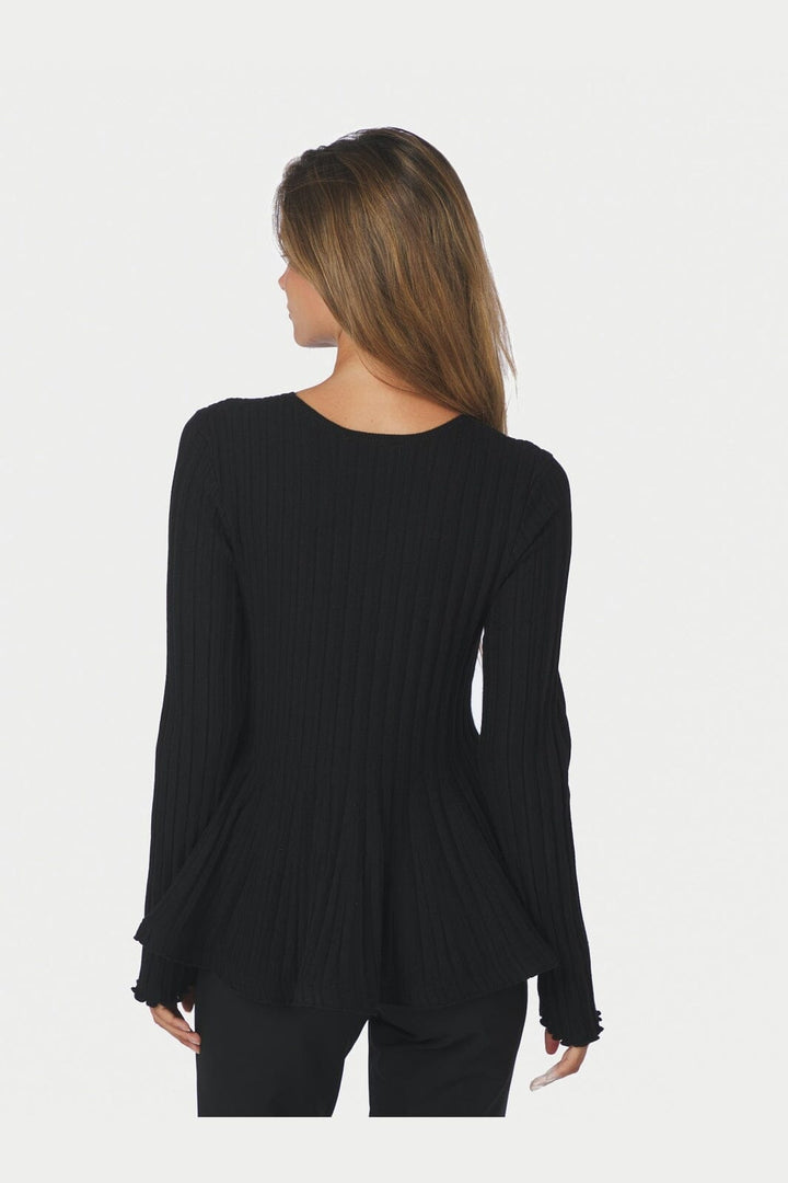 Neo Noir - Wallina Peplum Knit Blouse 170589 - 100 - Black