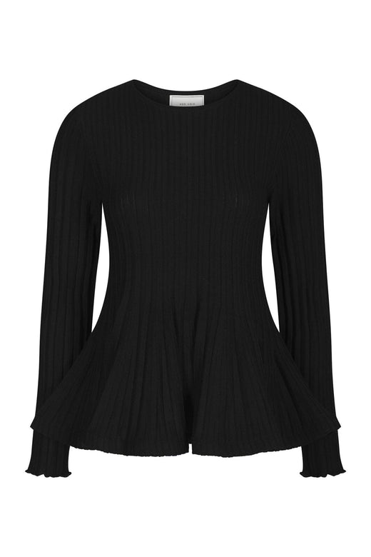 Neo Noir - Wallina Peplum Knit Blouse 170589 - 100 - Black