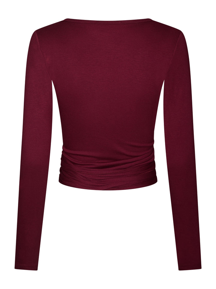 Neo Noir x Molly&My Athleisure - Nia Jersey Wrap Blouse 165501 - 162 - Bordeaux Bluser 
