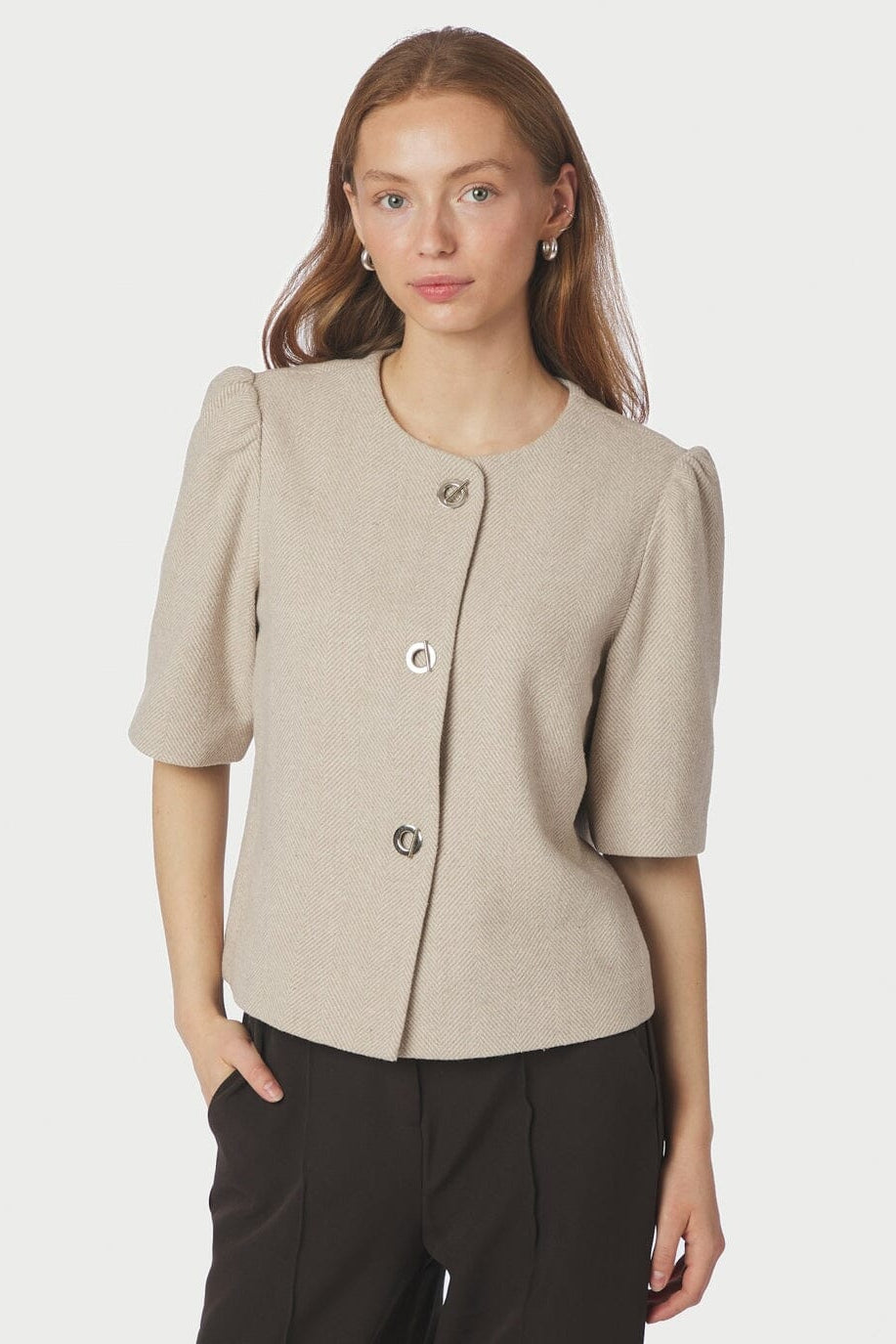 Neo Noir - Xanthe Light Herringbone Blazer 167111 - 213 - Sand