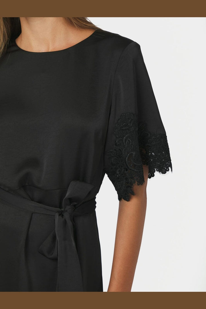 Neo Noir - Xelina Satin Lace Dress 171006 - 100 - Black