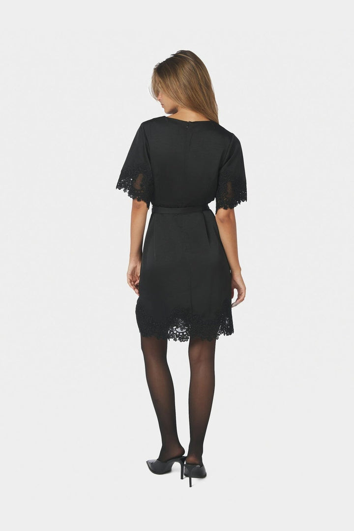 Neo Noir - Xelina Satin Lace Dress 171006 - 100 - Black