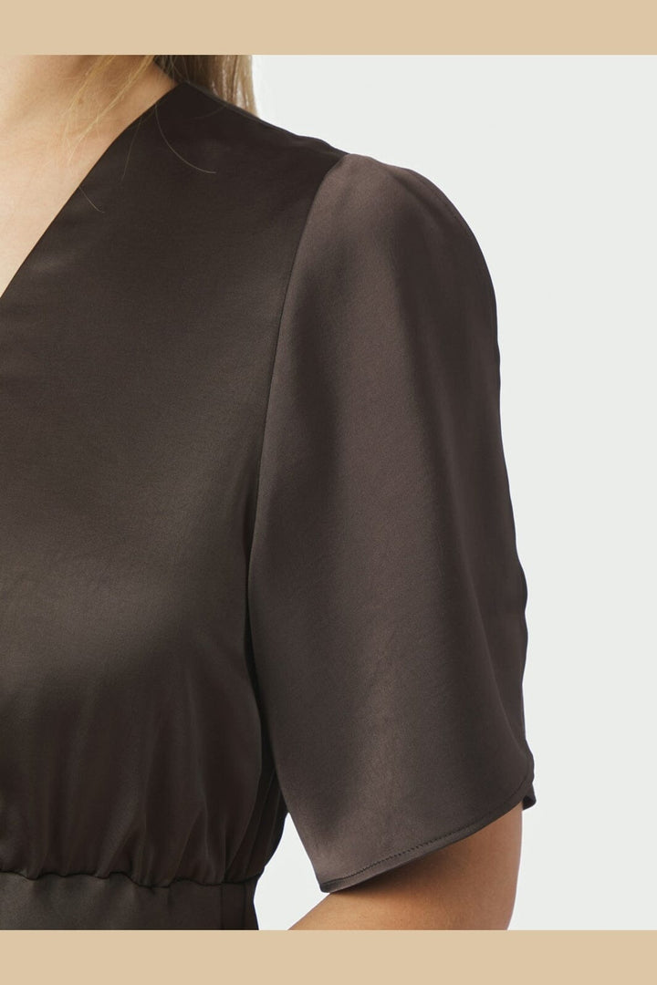 Neo Noir - Zelina Heavy Sateen Dress 170982 - 676 - Dark Brown
