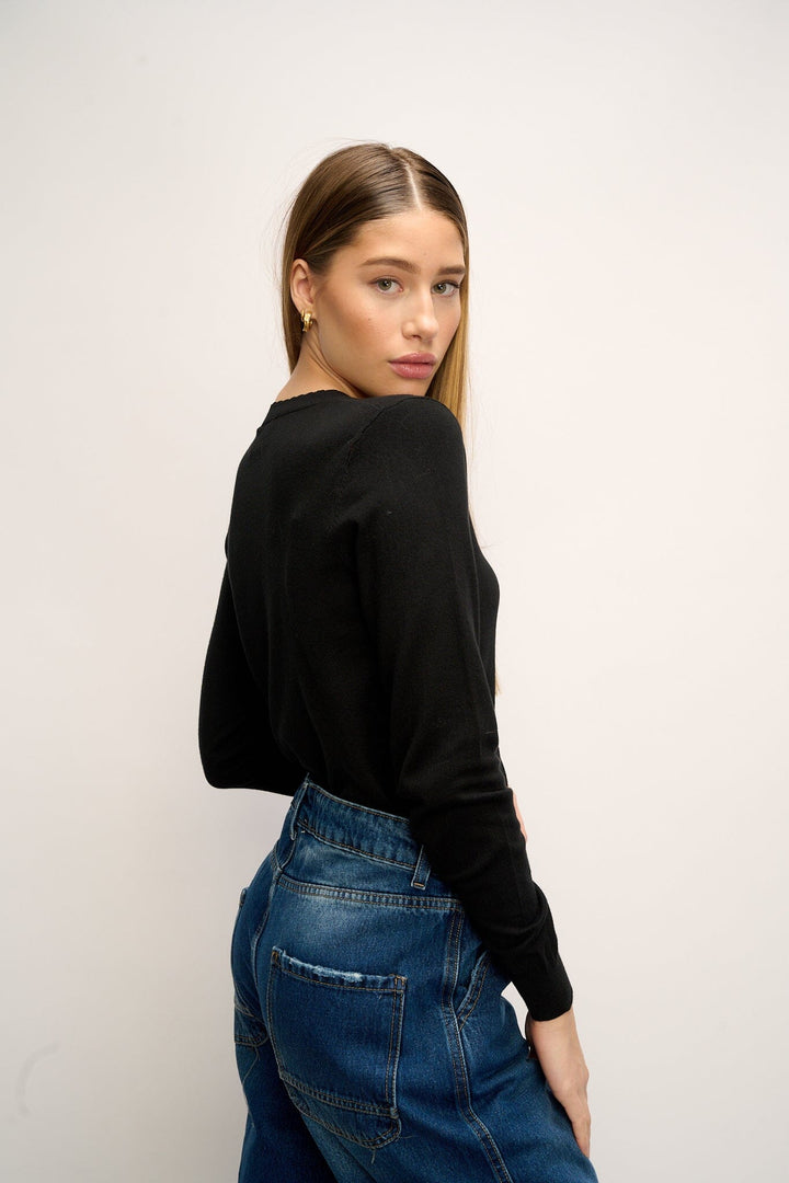 Noella - Ayla Knit Sweater - 004 Black Strikbluser 