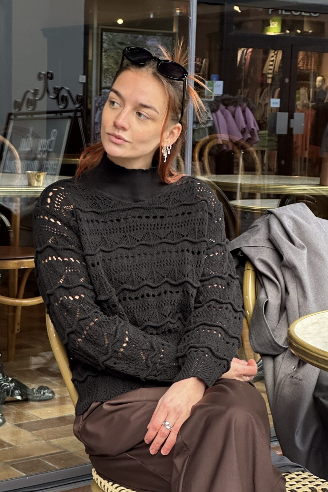 Noella - Kaela Knit - 1237 Black Strikbluser 
