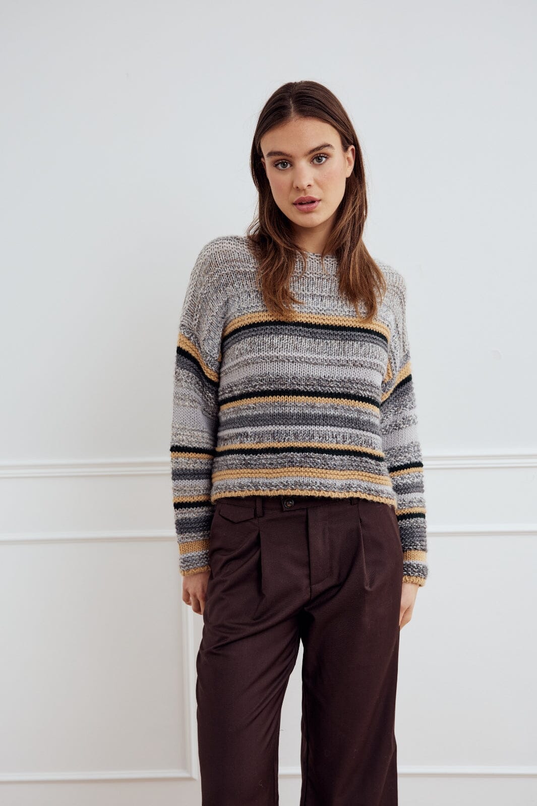 Noella - Leah Knit 13950002 - 507 - Grey Mix Strikbluser 