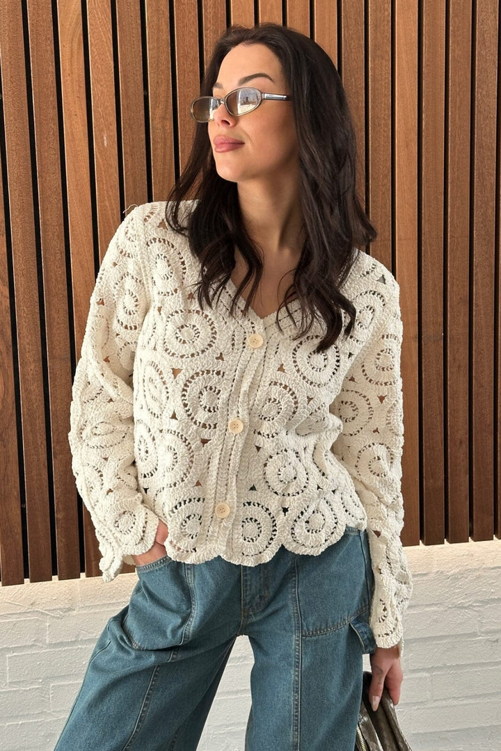 Noella - Leontine Knit 14680001 - 974 - Ivory Strikbluser 