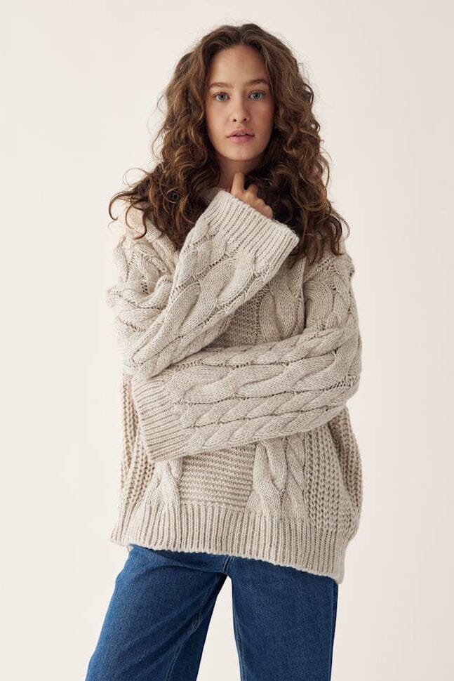 Noella - Lisbeth Knit 14380001 - 025 - Oatmeal Strikbluser 