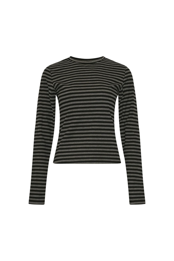 Noella - Luana Top 14030002 - 1380 - Charcoal Mel. Black Stripe