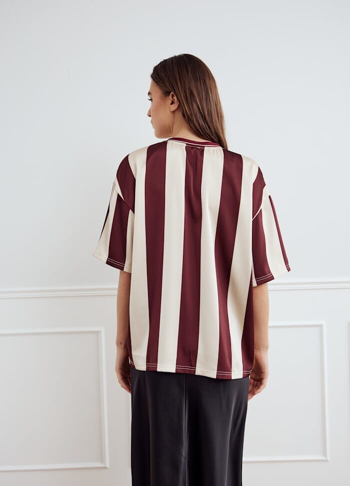 Noella - Lucena Blouse 14060002 - 1382 - Mahogany Ivory Stripe Bluser 