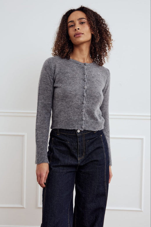 Noella - Lya Knit Cardigan 13980002 - 019 - Dark Grey Melange