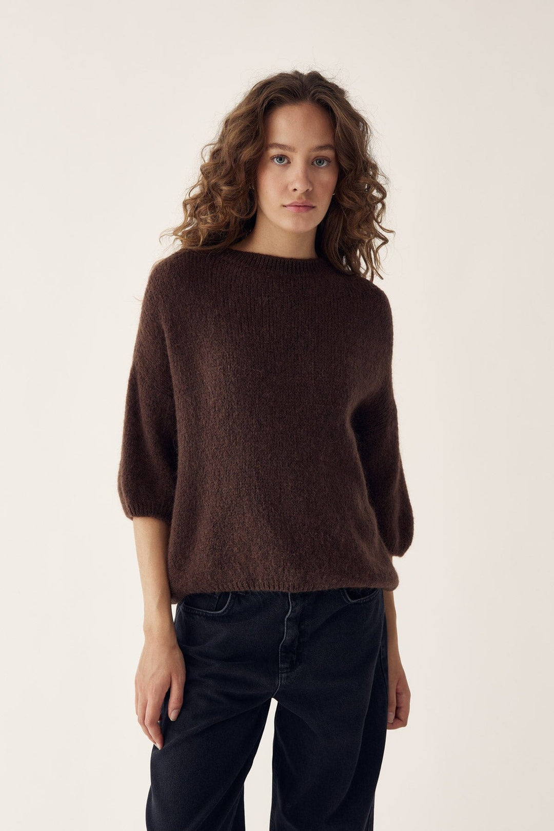 Noella - Mimi Knit Jumper - 548 Dark Brown Strikbluser 